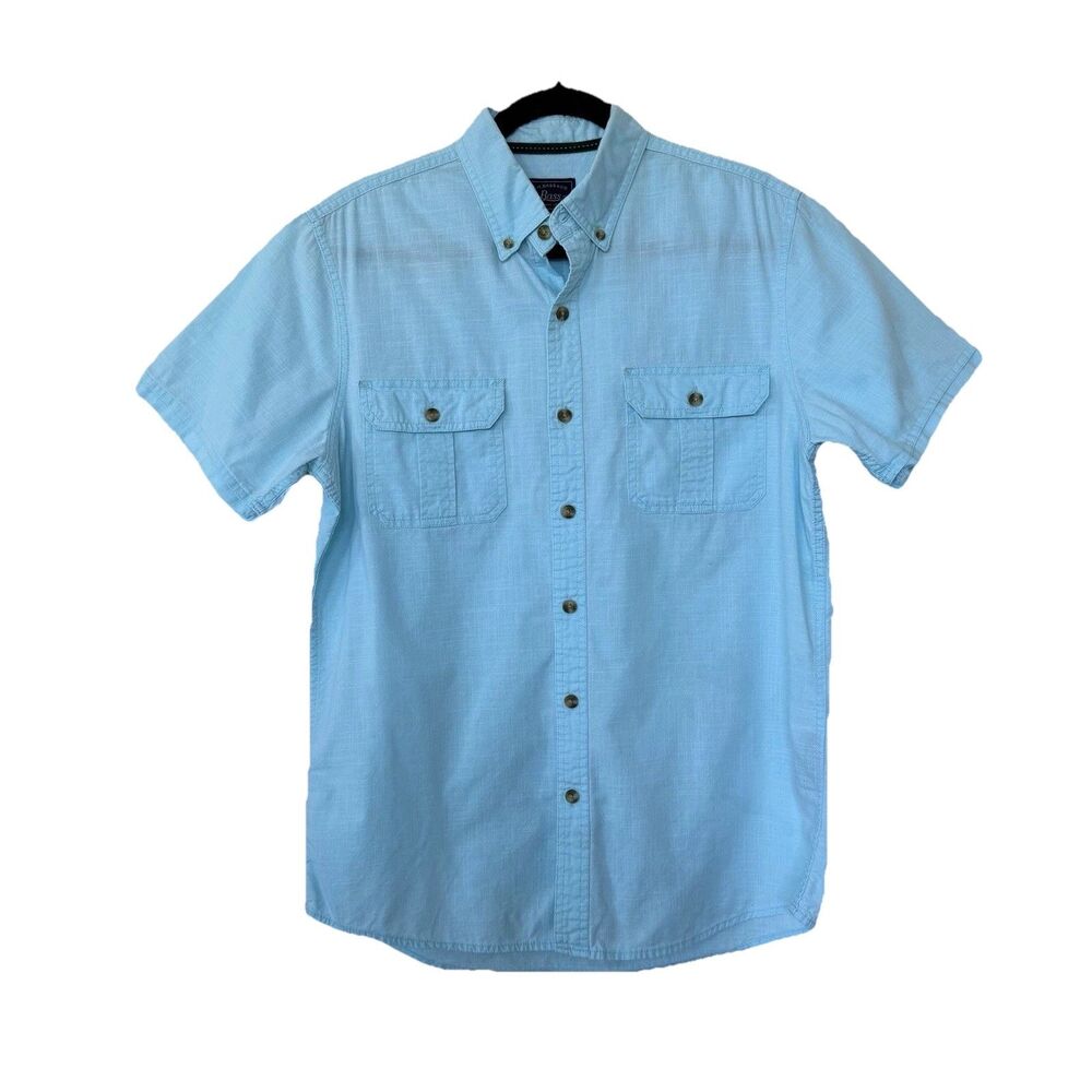 G.H. Bass & Co. Men's Light Aqua Blue Button-Down Short-Sleeve Shirt Size M